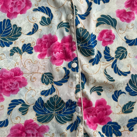 Vintage Victoria’s Secret Gold Label Women’s Gold Floral Night Shirt M/L - Picture 10 of 13